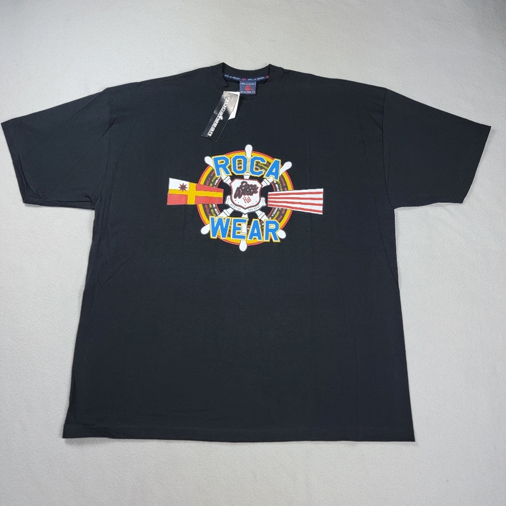 Rocawear T-Shirt Men's 2XL Black Short Sleeve Double Sided Made In USA Vintage